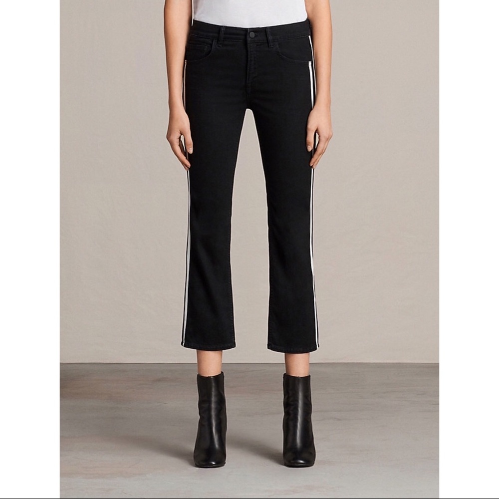 All Saints Heidi Kick Flare Cropped Jeans Stripe26 - Picture 6 of 8